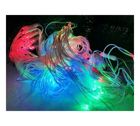 Гирлянда Bikson сетка 160 ламп LED, мульти, 1,50 х 1,50м, прозрачный провод 8\4524