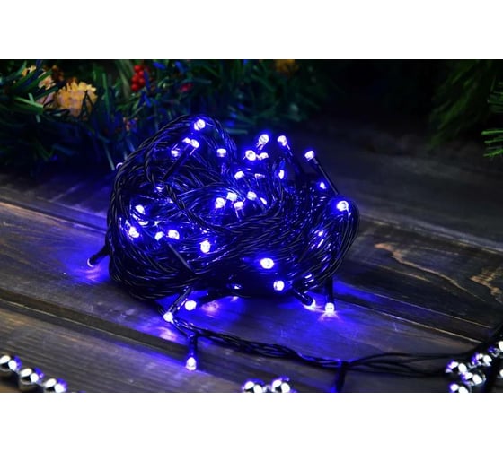Гирлянда Bikson ТМ 100 ламп LED, цвет синий, контроллер 8 режимов, 9м, в тубе, арт.O0416-68-2 200521721 8\1791