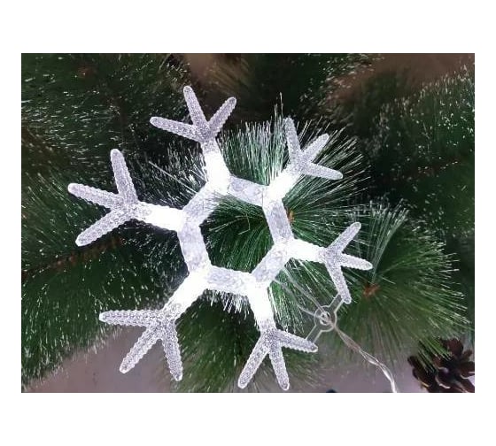 Гирлянда Bikson ТМ снежинки 6шт 15см, 36LED, 2,4*0,6м, холодный белый, 4 режима, арт. WWK31113 8\4565