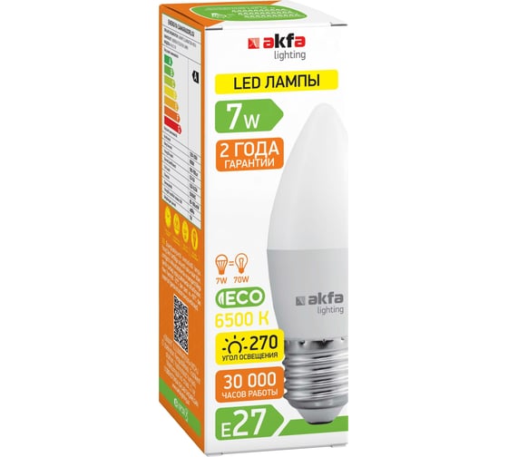 Светодиодная лампа Vesta Electric akfa lighting ак-lfl 7w 3000к e14 FLLFL071430A