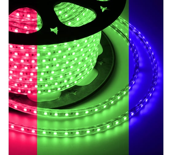 Светодиодная лента Neon-Night 220В, SMD5050, 60 LED/м, RGB, 13х8мм, без установочного набора, IP67 142-109