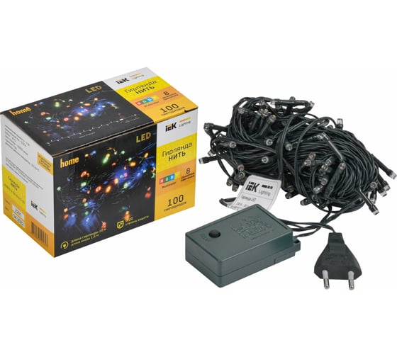 Гирлянда нить IEK 10м 100rgb ip20 зеленый 230в кон. 8 LGDB110-3-100-10-G-S-20