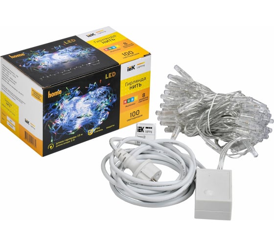 Гирлянда нить IEK 10м 100rgb ip44 прозрачный 230в кон. 8 LGDU111-3-100-10-T-S-44