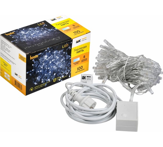 Гирлянда нить IEK 10м 100w ip44 прозрачный 230в кон. 8 LGDU111-2-100-10-T-S-44