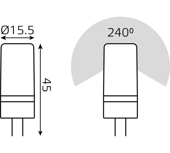 Лампа Gauss elementary g4 ac210-240v 5w 400lm 4100k силикон led 1/20/200 18025