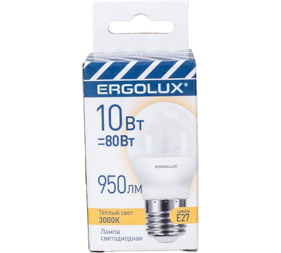 Светодиодная лампа Camelion Ergolux LED-G45-10W-E27-3K (Шар 10Вт E27 3000K 220-240В ПРОМО) 14548