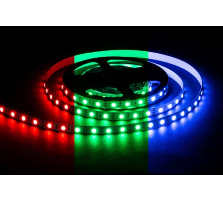 Светодиодная лента OGM 12В, 14,4Вт/м, smd5050, 60д/м, ip20, подложка 10мм, 5м, rgb. / LSE-271
