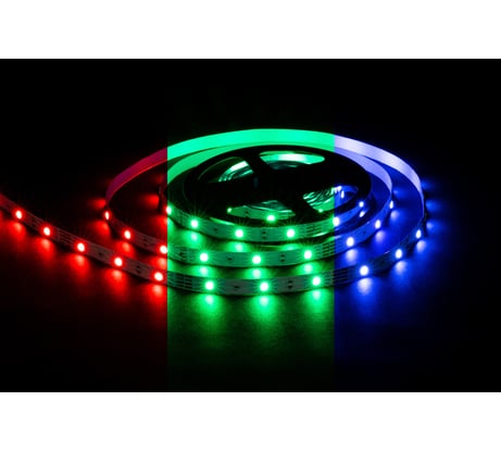 Светодиодная лента OGM 12В, 7,2Вт/м, smd5050, 30д/м, ip20, подложка 10мм, 5м, rgb. / LSE-280