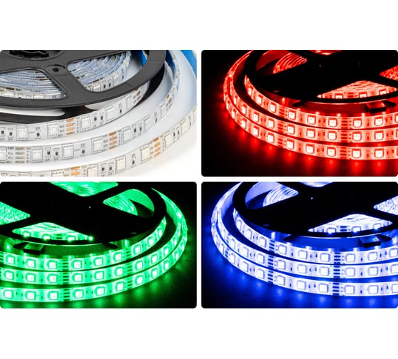 Светодиодная лента OGM 12В, 14,4Вт/м, smd5050, 60д/м, ip65, подложка 10мм, 5м, rgb. / LSE-276