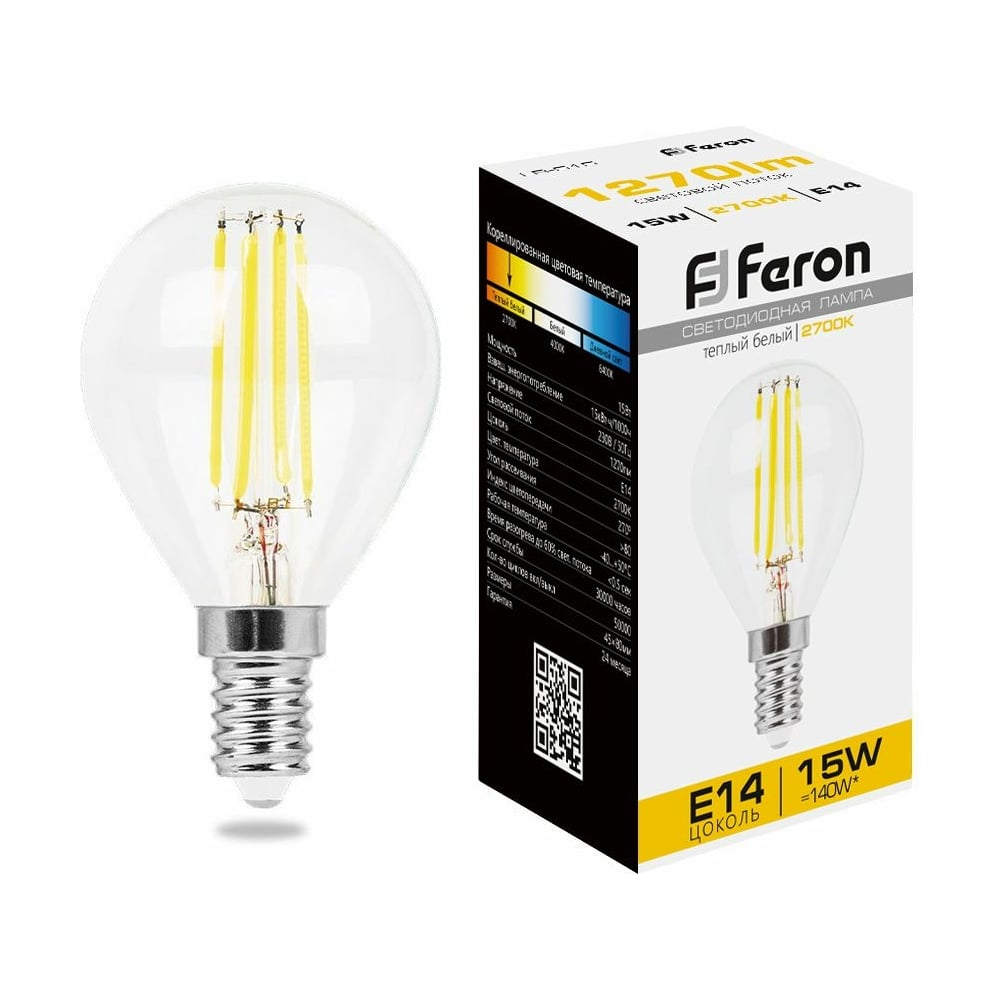 Светодиодная лампа FERON LB-515 Шарик E14 15W 2700K 38249 - выгодная ...