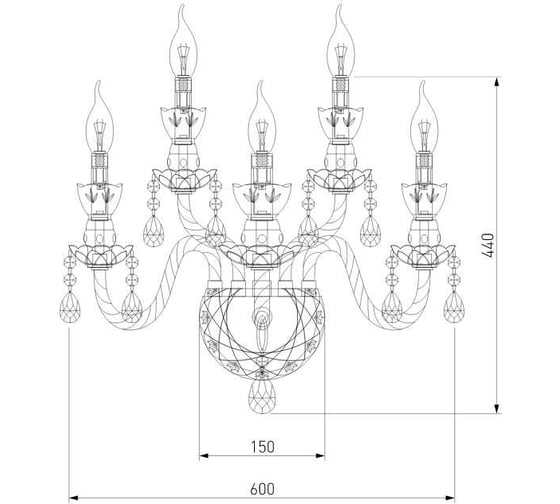 Настенный светильник Bogate's 520/3+2 strotskis прозрачный 00000059287