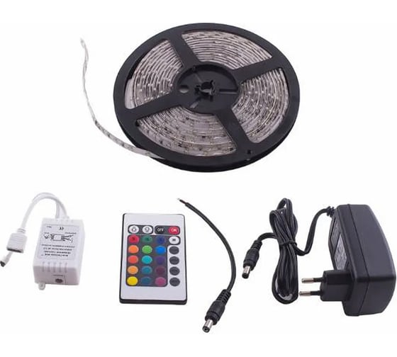 Светодиодная лента SKYWAY 12/220V, 500см, 300 SMD диодов 3528, многоцветная, контроллер S03201031