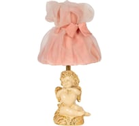 Настольный светильник BOGACHO Сердце Купидона бежевого цвета с абажуром розового цвета СБ-84/АС/Мадлен/Пудровый