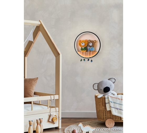 Настенный светильник Мелодия Света 6459W 19W BK+Wood 000028231