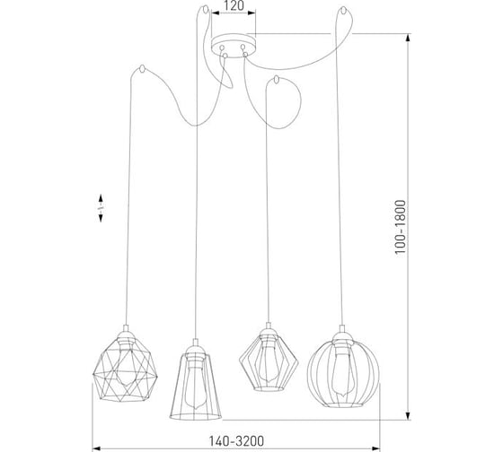 Подвесной светильник TK Lighting - 1646 / galaxy 4 черный 00000077554