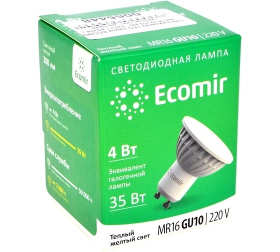 Лампа светодиодная Ecomir 4W MR16 GU10 220V 43378