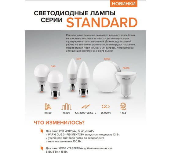 Светодиодная лампа Wolta 12Вт 3000K GU5.3 25YPAR16-230-12GU5.3