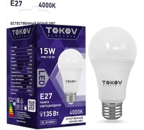 Светодиодная лампа TOKOV ELECTRIC 15Вт А60 4000К Е27 176-264В TKE-A60-E27-15-4K