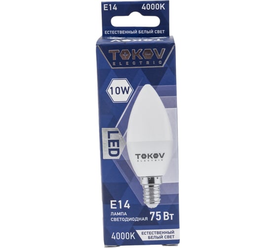 Светодиодная лампа TOKOV ELECTRIC 10Вт С37 4000К Е14 176-264В TKE-C37-E14-10-4K