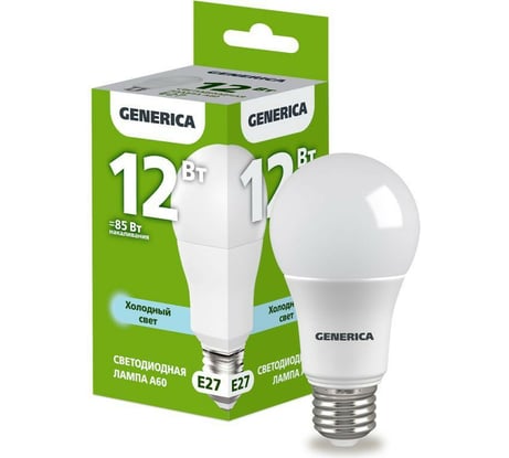 Светодиодная лампа GENERICA A60 груша 12Вт 230В 6500К E27 LL-A60-12-230-65-E27-G