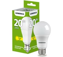 Светодиодная лампа GENERICA A60 груша 20Вт 230В 3000К E27 LL-A60-20-230-30-E27-G