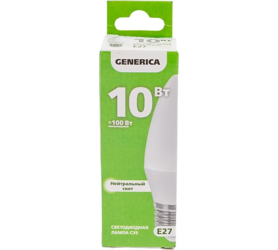 Светодиодная лампа GENERICA C35 свеча 10Вт 230В 4000К E27 LL-C35-10-230-40-E27-G