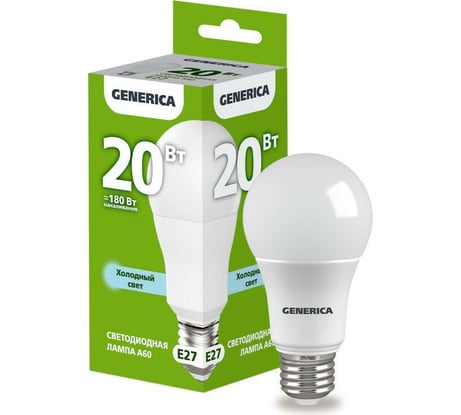 Светодиодная лампа GENERICA A60 груша 20Вт 230В 6500К E27 LL-A60-20-230-65-E27-G