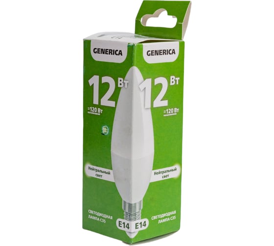 Светодиодная лампа GENERICA C35 свеча 12Вт 230В 4000К E14 LL-C35-12-230-40-E14-G