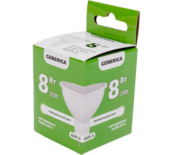Светодиодная лампа GENERICA MR16 софит 8Вт 230В 4000К GU5.3 LL-MR16-08-230-40-GU5-G