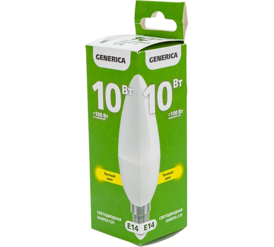 Светодиодная лампа GENERICA C35 свеча 10Вт 230В 3000К E14 LL-C35-10-230-30-E14-G