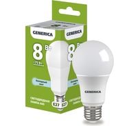 Светодиодная лампа GENERICA A60 груша 8Вт 230В 6500К E27 LL-A60-08-230-65-E27-G