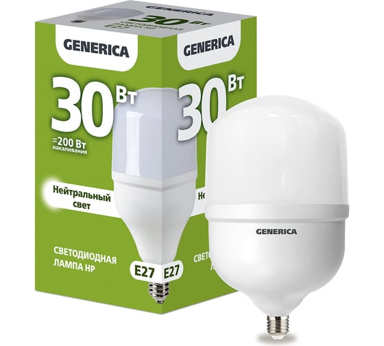 Светодиодная лампа GENERICA HP 30Вт 230В 4000К E27 LL-HP-30-230-40-E27-G