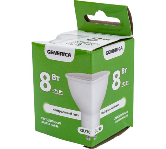 Светодиодная лампа GENERICA PAR16 софит 8Вт 230В 4000К GU10 LL-PAR16-08-230-40-GU10-G