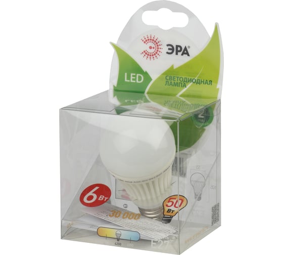 Светодиодная лампа LED smd A55-6w-842-E27 ЭРА C0045486