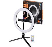 Кольцевая светодиодная лампа TDM 30 см, 16 вт, 2700-6400 к+rgb, штатив наст., диммер, пду, usb SQ0373-0303