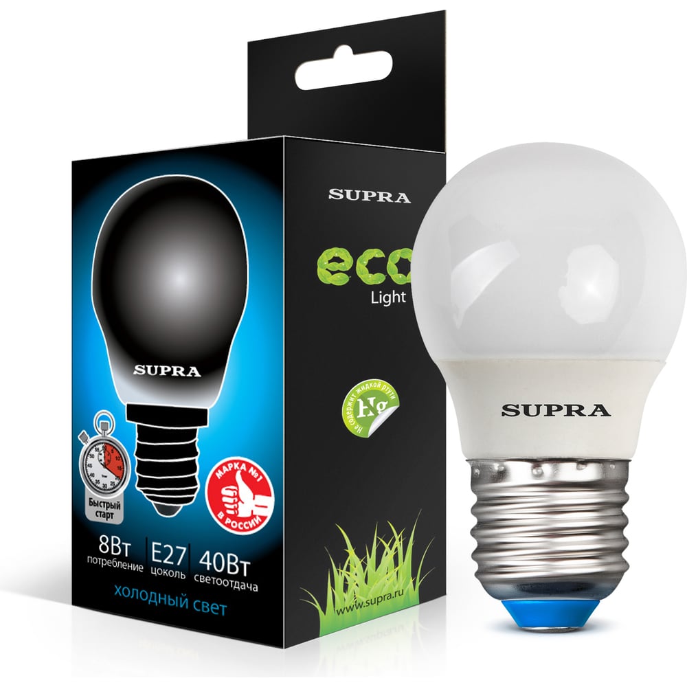 Энергосберегающая лампа Supra SL-M-GL-8/4200/E27 - выгодная цена ...