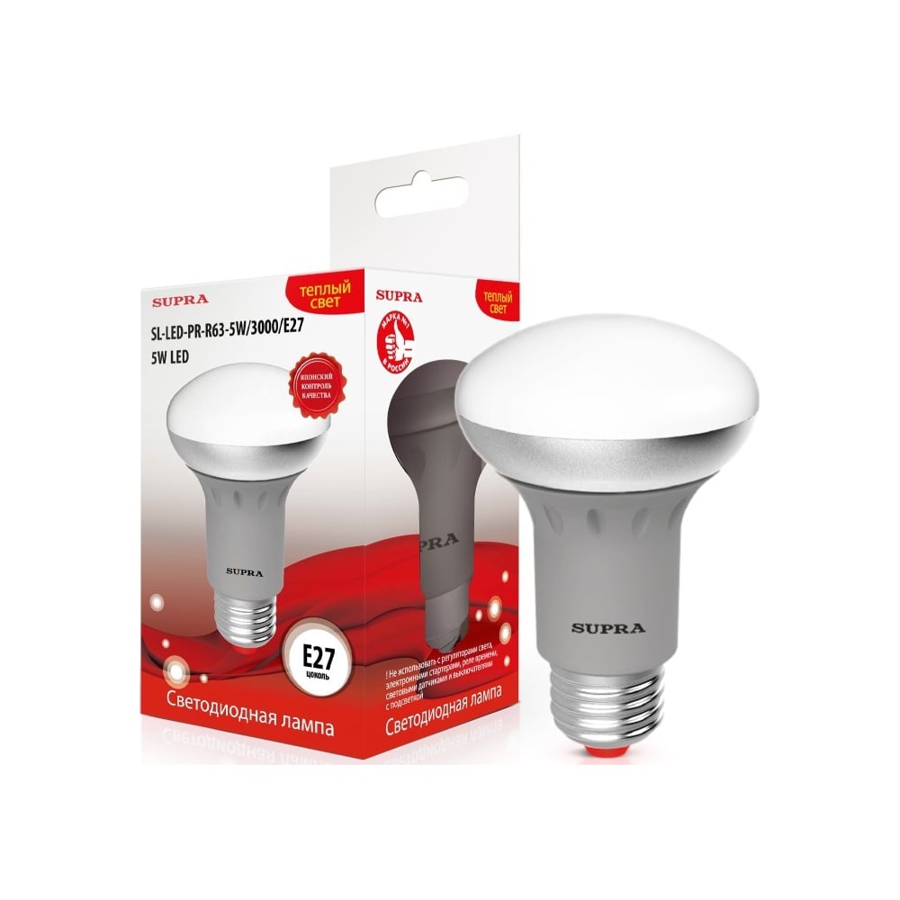 Светодиодная лампа Supra LED SL-LED-PR-R63-5W/3000/E27 - выгодная цена ...