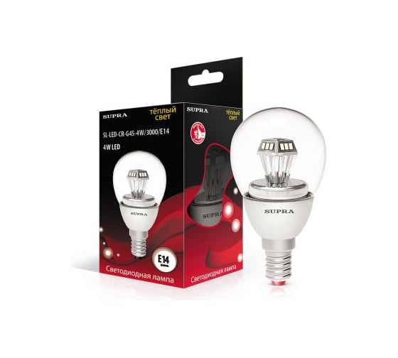 Светодиодная лампа Supra LED SL-LED-CR-G45-4W/3000/E14