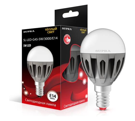 Светодиодная лампа Supra LED SL-LED-G45-5W/3000/E14