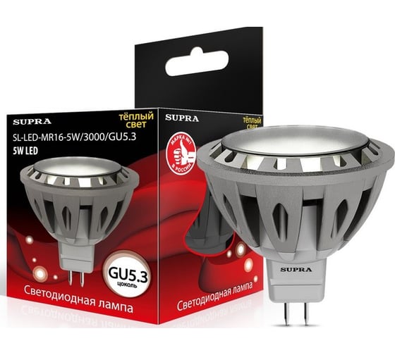 Светодиодная лампа Supra LED SL-LED-MR16-5W/3000/GU5.3