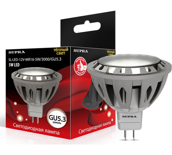 Светодиодная лампа Supra LED SL-LED-12V-MR16-5W/3000/GU5.3