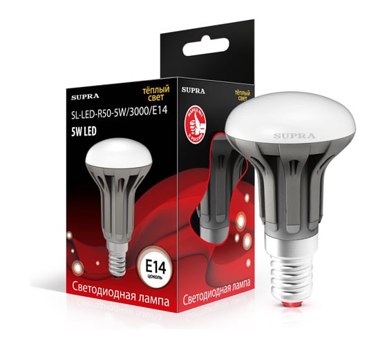 Светодиодная лампа Supra LED SL-LED-R50-5W/3000/E14