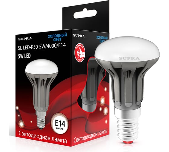 Светодиодная лампа Supra LED SL-LED-R50-5W/4000/E14