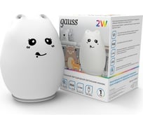 Настольный светодиодный детский ночник Gauss 2w rgb, li-ion, usb кабель, кошка NN303