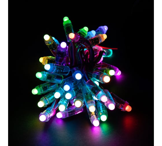Гирлянда MAKSILED Светодиодный пиксель 50 шт, SPI, UCS1903, 12 мм, 1 LED, 5 В, 0.3 Вт, IP66, управляемый полноцветный RGB ML-1PIX-IC-RGB-SFF(1903)