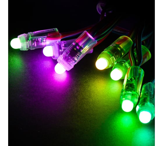Гирлянда MAKSILED Светодиодный пиксель 50 шт, SPI, UCS1903, 12 мм, 1 LED, 5 В, 0.3 Вт, IP66, управляемый полноцветный RGB ML-1PIX-IC-RGB-SFF(1903)