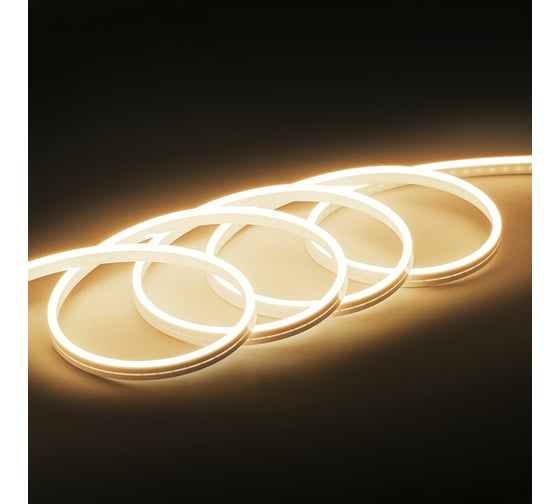 Неоновая светодиодная лента MAKSILED 5м, 6x12мм, 12В, 10.5Вт/м, 110 LED/m, IP33 (СИЛИКОН), теплый белый, ML-NF-PR-6mm-L50-WW