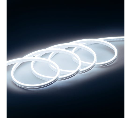 Неоновая светодиодная лента MAKSILED 5м, 6x12мм, 12В, 10.5Вт/м, 110 LED/m, IP33 (СИЛИКОН), холодный белый, ML-NF-PR-6mm-L50-CW