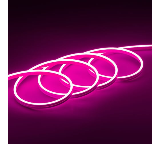 Неоновая светодиодная лента MAKSILED 5м, 6x12мм, 12В, 10.5Вт/м, 110 LED/m, IP33 (СИЛИКОН), розовый, ML-NF-PR-6mm-L50-Pink