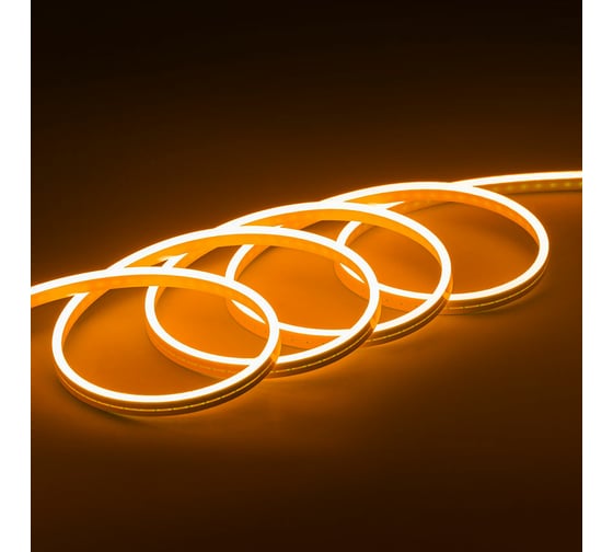 Неоновая светодиодная лента MAKSILED 5м, 6x12мм, 12В, 10.5Вт/м, 110 LED/m, IP33 (СИЛИКОН), оранжевый, ML-NF-PR-6mm-L50-Orange